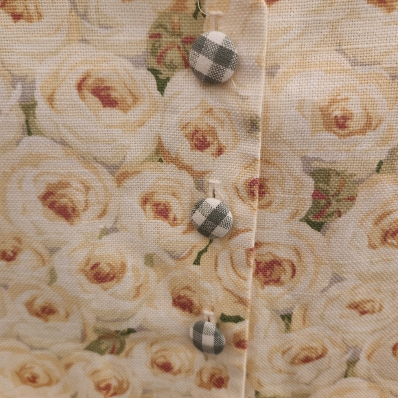 Vintage Carol Antone Vest 80s 90s White Roses Pattern Mixing Cottagecore Size M - Picture 10 of 10